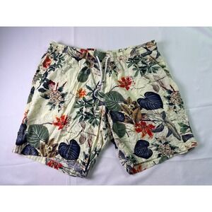 JOGAL Men 2XL Tropical Floral Print Drawstring Shorts Lightweight Cotton Viscose